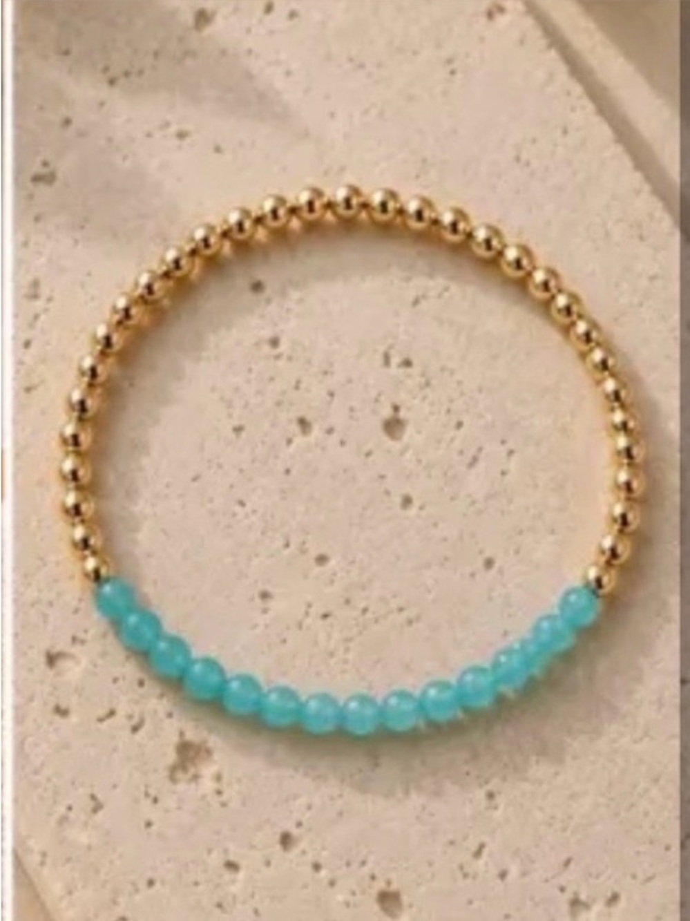 Gold Bead Bracelet with Turquoise Accent NWOT